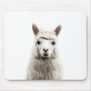 Weißer Alpaca Mousepad