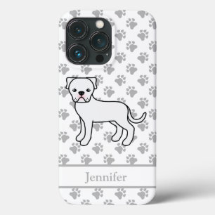 Weißer American Bulldog Cartoon-Hund & Name Case-Mate iPhone Hülle