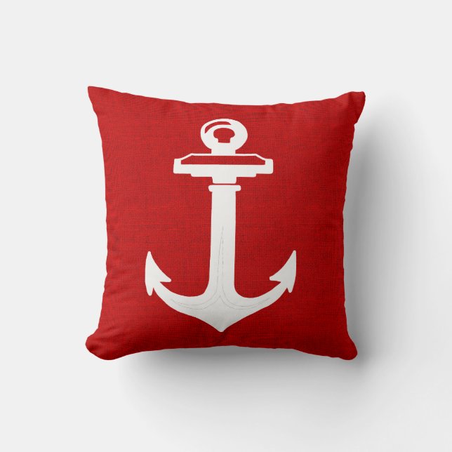 Weißer Anchor Nautical Throw Kissen (Vorderseite)
