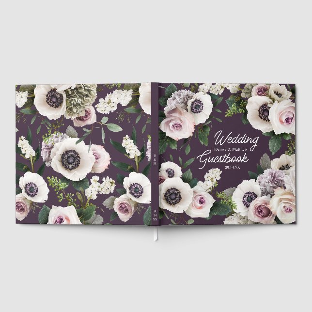 Weißer Anemon in der Mitternacht Gästebuch (Voll)