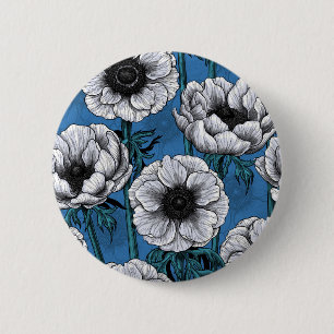 Weißer Anemongarten Button