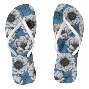Weißer Anemongarten Flip Flops