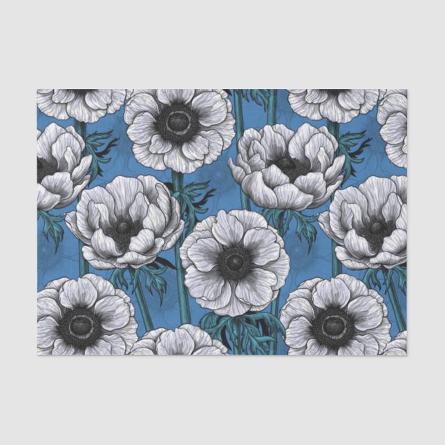 Weißer Anemongarten Seidenpapier (Vorderseite)