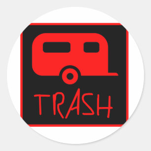 Weißer Anhänger-Park-Abfall-armer stummer Rednec Runder Aufkleber