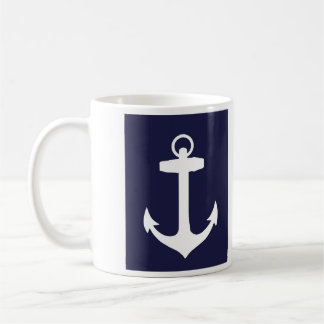 Weißer Anker auf Marine-Blau-Hintergrund Tasse