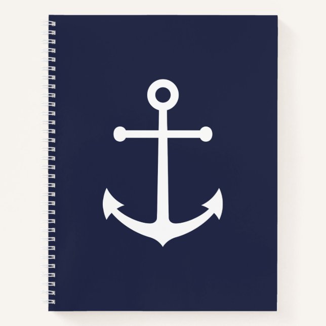 Weißer Anker auf Navy Blue Notizbuch (Vorderseite)