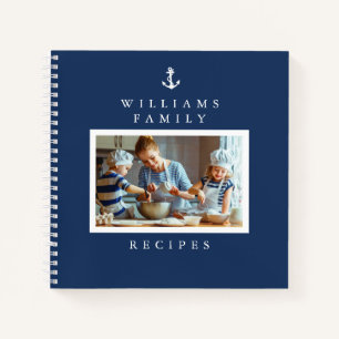 Weißer Anker auf Rezept für Blaues Foto Notizbuch