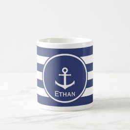 Weißer Anker mit den blauen und weißen Streifen Kaffeetasse