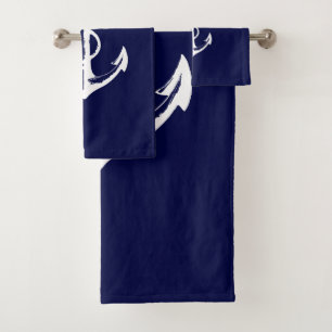 Weißer Anker und blauer Hintergrund der Marine Badhandtuch Set