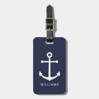 Weißer Anker und Individuelle Name auf Navy Blue