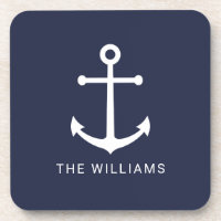 Weißer Anker und Individuelle Name auf Navy Blue