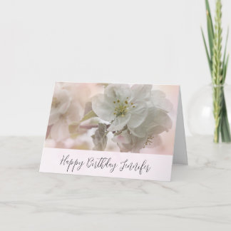 Weißer Apfelblütenfotografie Geburtstag Karte