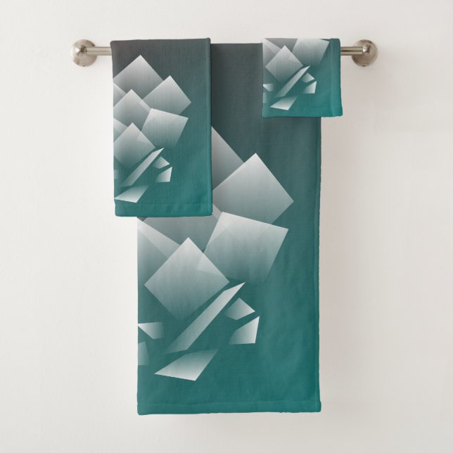 Weißer aquamariner Bordeaux Badhandtuch Set (Insitu)