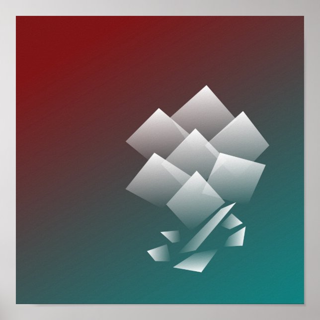 Weißer aquamariner Bordeaux Poster (Vorne)