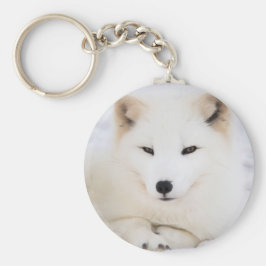 Weißer arktischer Fuchs im Schnee Schlüsselanhänger