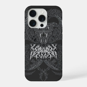 Weißer Art Deco Serpent Ornamentale Cobra-Grafik iPhone 15 Pro Hülle