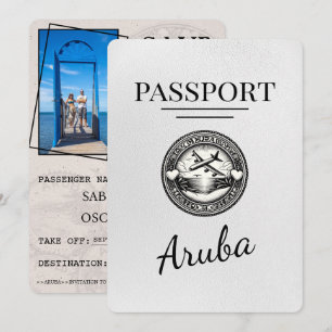 Weißer Aruba-Reisepass Save The Date