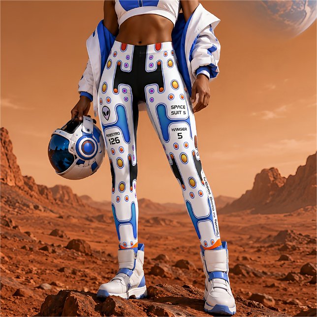 Weißer Astronaut WeltraumGirl Android Roboter Leggings (Von Creator hochgeladen)