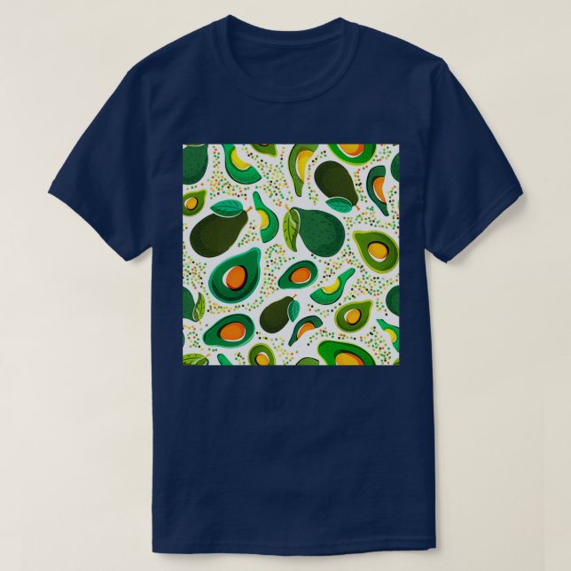Weißer Avocado mit frischem Grün, abgeschieden T-Shirt (Design vorne)