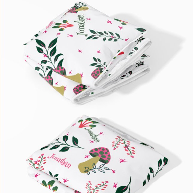 Weißer Babyname und Pilzwälder Fleecedecke (The cutest mushrooms and custom baby name ever!)