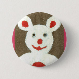 Weißer Bär mit Roter Nase, Mund und Ohren (Santa) Button