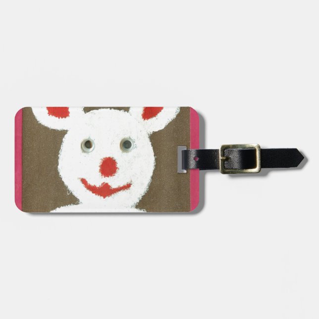 Weißer Bär mit Roter Nase, Mund und Ohren (Santa) Gepäckanhänger (Vorderseite horizontal)