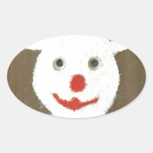 Weißer Bär mit Roter Nase, Mund und Ohren (Santa) Ovaler Aufkleber