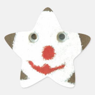 Weißer Bär mit Roter Nase, Mund und Ohren (Santa) Stern-Aufkleber