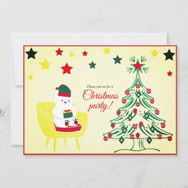 Weißer Bär Niedlich Einzigartig Modernes Party Einladung (Vorderseite)