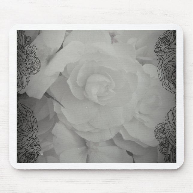 Weißer Begonia Mousepad (Vorne)