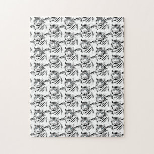 Weißer Bengal-Tiger Tierliebhaber Wilde Feline Ges Puzzle