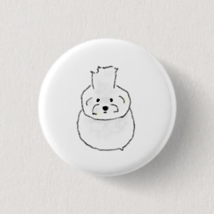Weißer Bichon Frise Hund Button