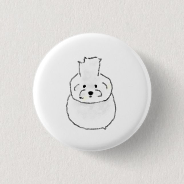 Weißer Bichon Frise Hund Button (Vorderseite)