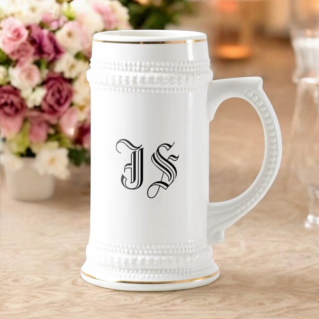 Weißer Bierstein mit kundenspezifischen Keramiken Bierglas (MISOOK White Beer Stein with Initials)
