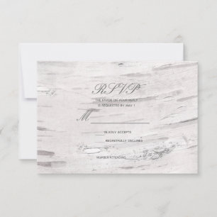 Weißer Birkenholz-Rustikal-Scheunen-Land-Hochzeit- RSVP Karte