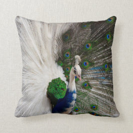 Weißer blauer Pfau Kissen