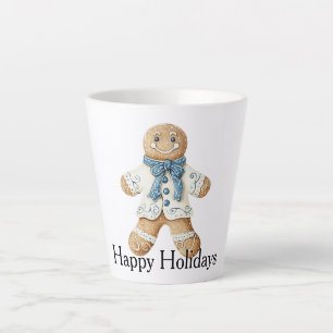 Weißer blauer Weihnachtsmann-Keks Weihnachten Milchtasse