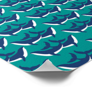 Weißer Blauwal Meer Tier Grüne Ozeane Poster