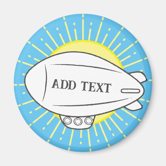 Weißer Blimp-Ballon in Sunny Sky Custom Magnet (Vorne)