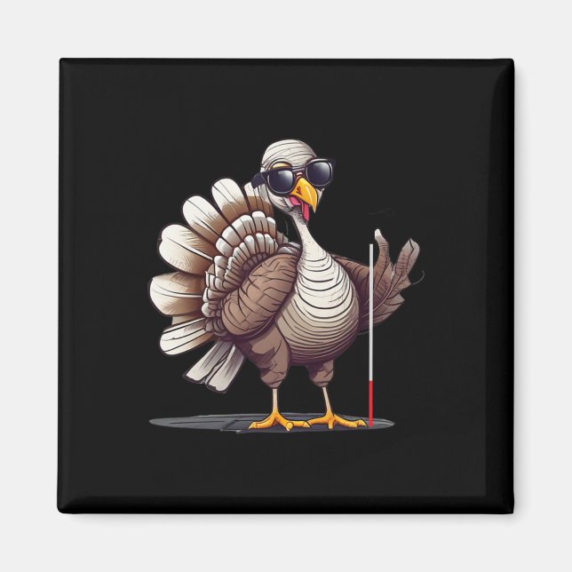 Weißer-Blindenstock-Bewusstseins-Thanksgiving-Coms Magnet (Vorne)