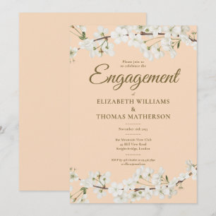 Weißer Blossom florales Engagement Einladung