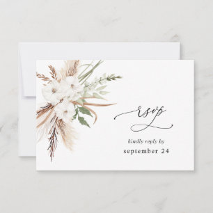 Weißer Blumen Sommer Boho mit Essens-RSVP 2 RSVP Karte