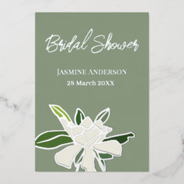 Weißer Blumengarten Einfaches Brautparty Folieneinladung