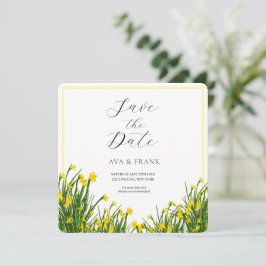 Weißer Blumengarten mit Wasserfarbe Save The Date