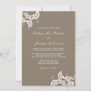 Weißer Blumenpfau laden elegante Boho Hochzeit ein Einladung
