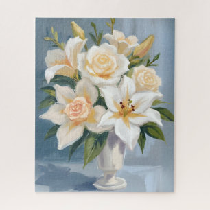 Weißer Blumenstrauß Floral Aquarell Puzzle