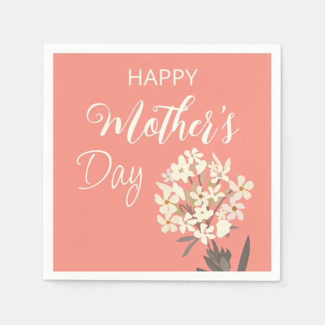 Weißer Blumenstrauß/Muttertag Serviette (Vorderseite)