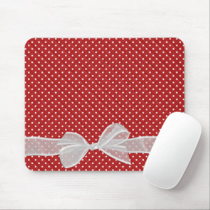 Weißer Bow auf Polka Dots Maus Pad Mousepad