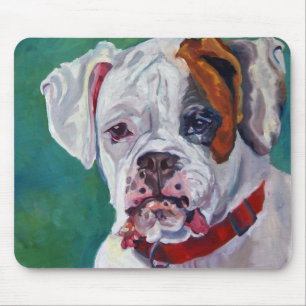 Weißer Boxer-Hund Mousepad