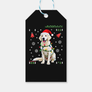 Weißer Boxerhund hässlicher Weihnachtspullover lus Geschenkanhänger